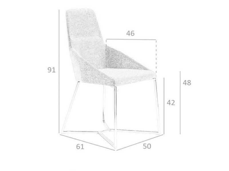 Silla tapizada con estructura en acero inoxidable - HELENNA