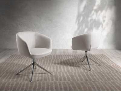 Chaise pivotante avec accoudoirs et base en acier chromé - AMARANTA