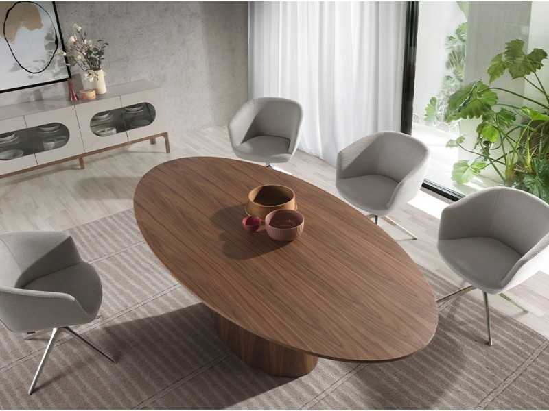 Chaise pivotante avec accoudoirs et base en acier chromé - AMARANTA