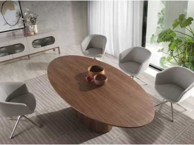 Chaise pivotante avec accoudoirs et base en acier chromé - AMARANTA