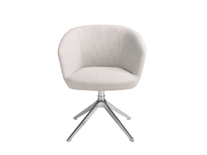 Swivel chair with armrests and chromed steel base - AMARANTA