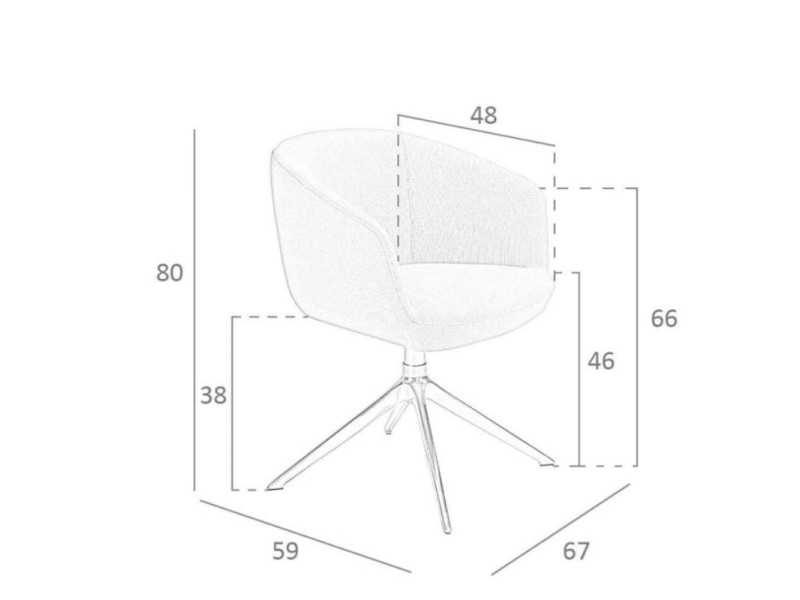 Swivel chair with armrests and chromed steel base - AMARANTA