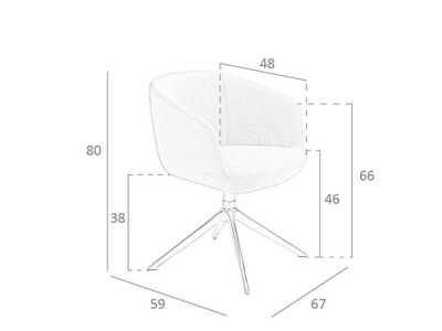 Chaise pivotante avec accoudoirs et base en acier chromé - AMARANTA