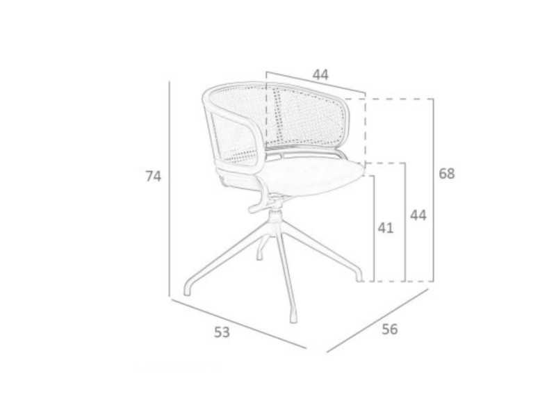 Swivel chair in black stainless steel and rattan - RODIOS