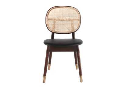 Chaise en bois massif avec dossier en rotin - TOULOUSE