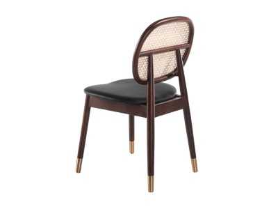 Chaise en bois massif avec dossier en rotin - TOULOUSE