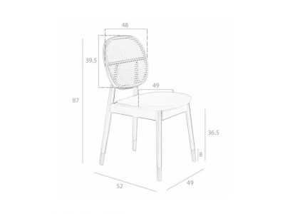 Chaise en bois massif avec dossier en rotin - TOULOUSE