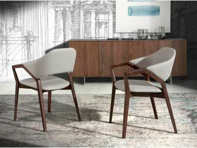 Chaise design tapissé en bois massif - ELBA