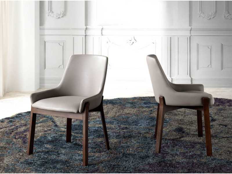 Silla de diseño tapizada con estructura de madera maciza - TWIN