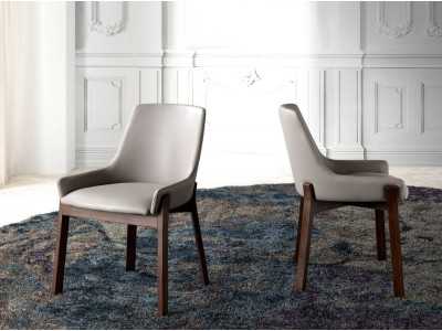 Upholstered designer chair with solid wood structure - TWIN