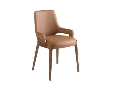 Designer chair upholstered in brown faux leather - ZANTE