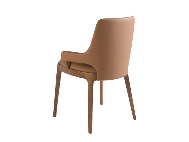 Designer chair upholstered in brown faux leather - ZANTE
