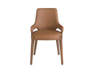 Designer chair upholstered in brown faux leather - ZANTE