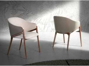 Designer chair with arms and solid wood structure - NATALIE