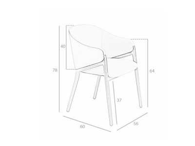 Chaise design avec accoudoirs et structure en bois massif - NATALIE Chaise design avec accoudoirs et structure en bois massif - NATALIE