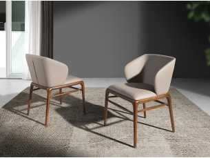 Chaise tapisée de cuir synthétique et structure en bois massif - NAVONA 2