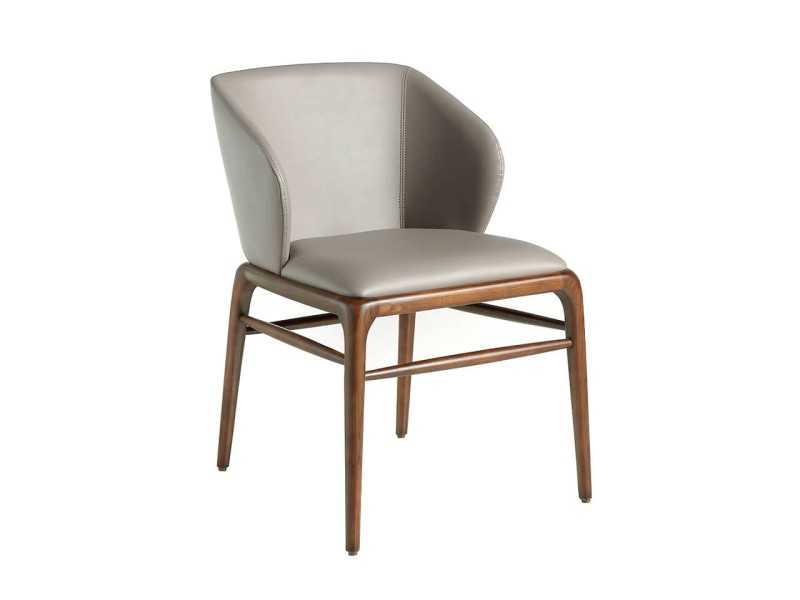 Chair upholstered in synthetic leather and solid wood structure - NAVONA