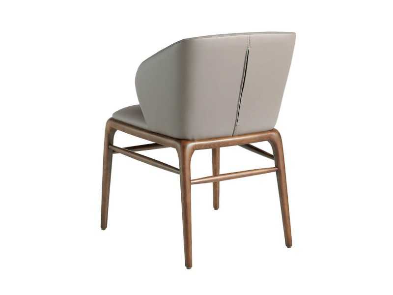 Chair upholstered in synthetic leather and solid wood structure - NAVONA