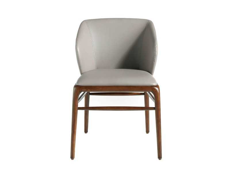Chair upholstered in synthetic leather and solid wood structure - NAVONA