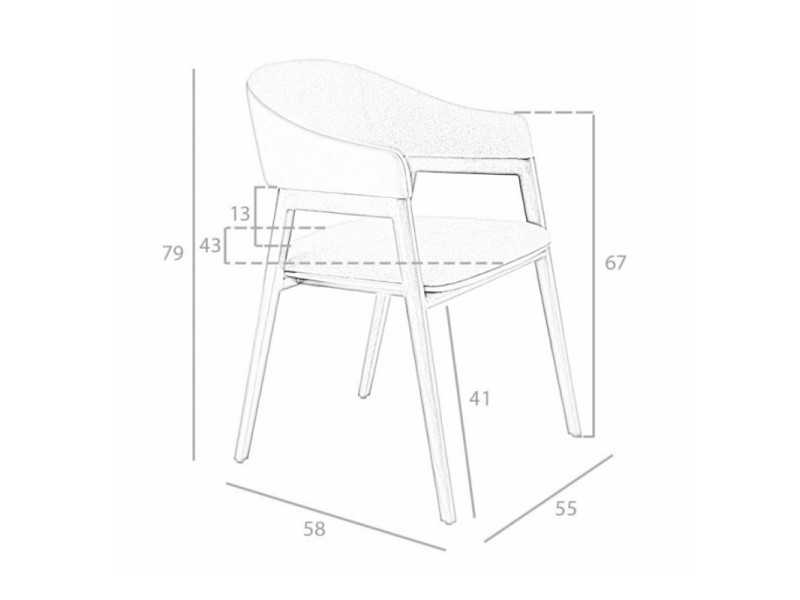 Silla de diseño con reposabrazos en madera maciza - XIMENA