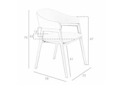 Designer chair with solid wood armrests - XIMENA