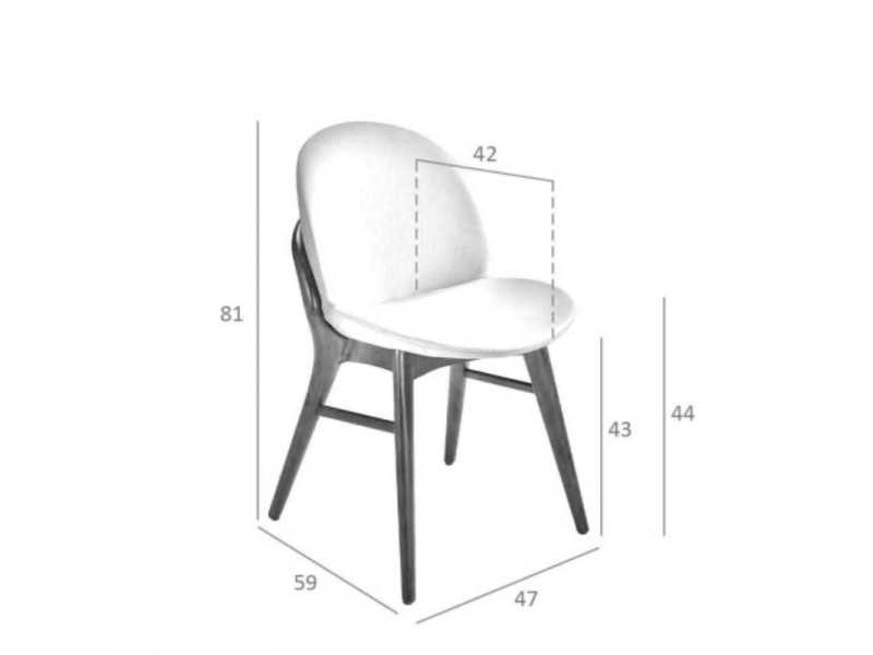 Rounded design chair with solid wood structure - ALEXIA