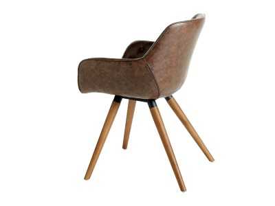 Silla tapizada en capitoné con botones y patas en madera maciza - INGRID