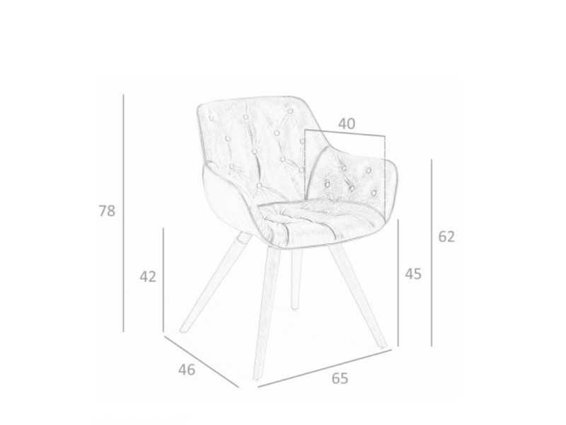 Chaise capitonnée tapisée avec boutons et pieds en bois massif - INGRID