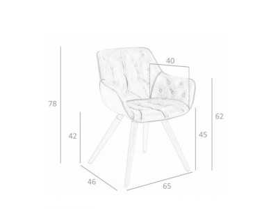 Silla tapizada en capitoné con botones y patas en madera maciza - INGRID