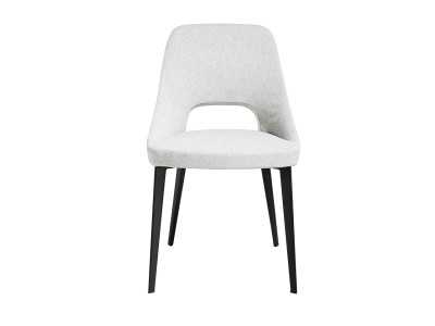 Upholstered modern design chair with matte black stainless steel structure - ADRIANNA