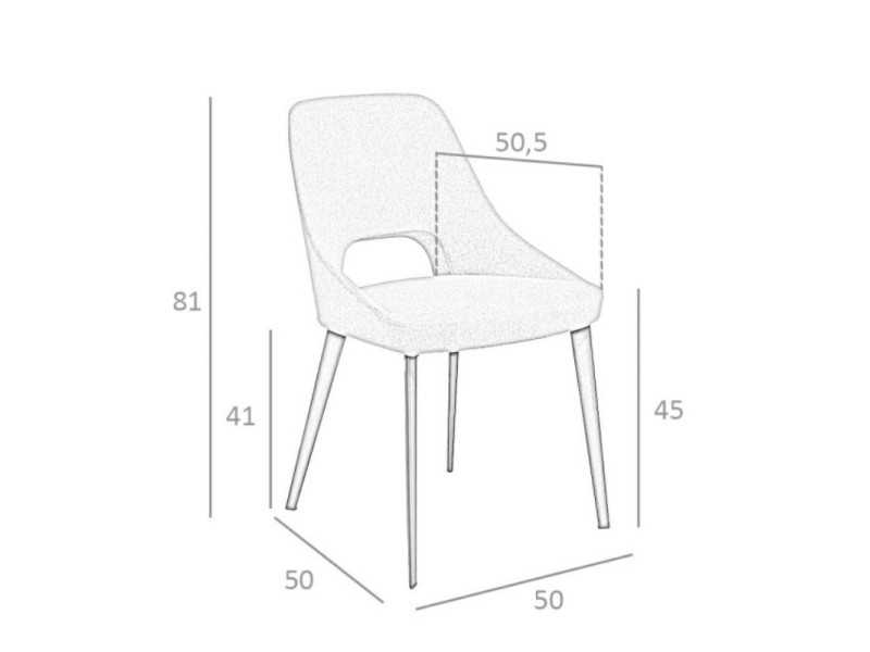 Chaise design moderne tapisée avec structure en acier inoxydable noir mat - ADRIANNA
