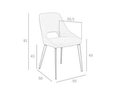 Upholstered modern design chair with matte black stainless steel structure - ADRIANNA
