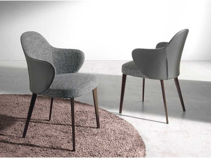 Modern design chair with dark brown steel legs - PESME