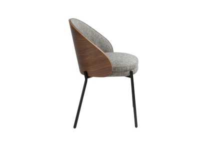 Chaise design plaquée noyer et piètement inox noir - TALLIN