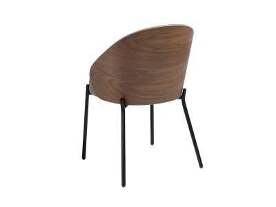Chaise design plaquée noyer et piètement inox noir - TALLIN