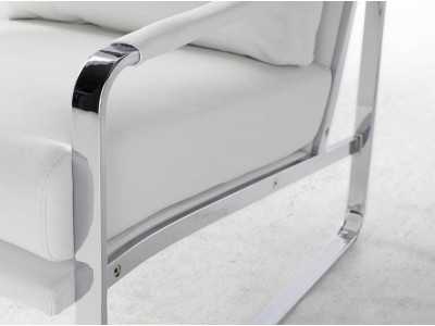 Upholstered armchair with stainless steel structure - COSMET