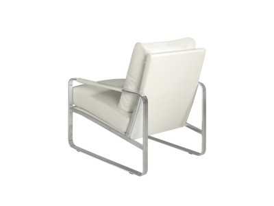 Upholstered armchair with stainless steel structure - COSMET
