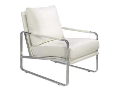 Upholstered armchair with stainless steel structure - COSMET