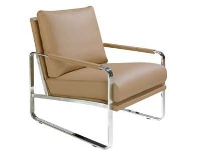 Upholstered armchair with stainless steel structure - COSMET