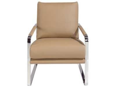 Upholstered armchair with stainless steel structure - COSMET
