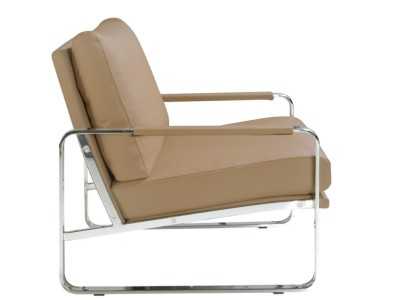 Upholstered armchair with stainless steel structure - COSMET