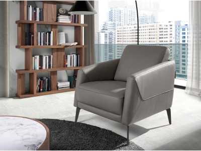 Leather upholstered armchair with black epoxy stainless steel legs - PADUA Leather upholstered armchair with black epoxy stainless steel legs - PADUA
