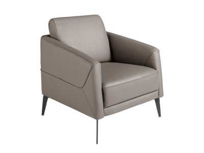Leather upholstered armchair with stainless steel legs - PADUA