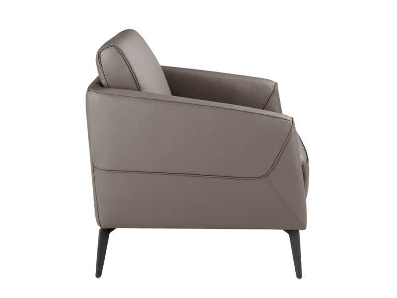 Fauteuil tapissé de cuir et pieds en inox époxy noir - PADUA