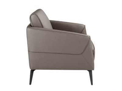 Leather upholstered armchair with stainless steel legs - PADUA