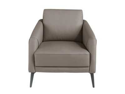 Fauteuil tapissé de cuir et pieds en acier inoxydable - PADUA