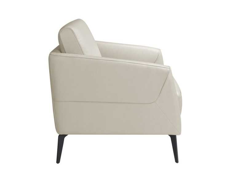 Fauteuil tapissé de cuir et pieds en inox époxy noir - PADUA