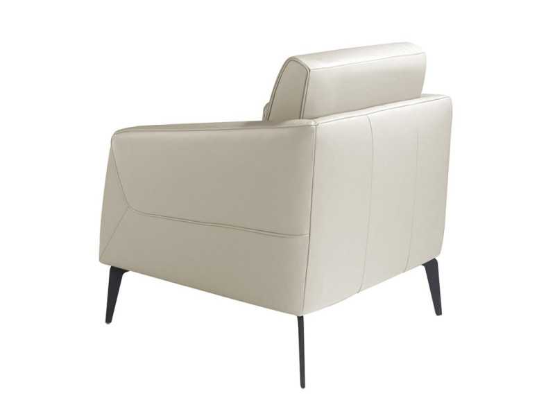 Fauteuil tapissé de cuir et pieds en inox époxy noir - PADUA