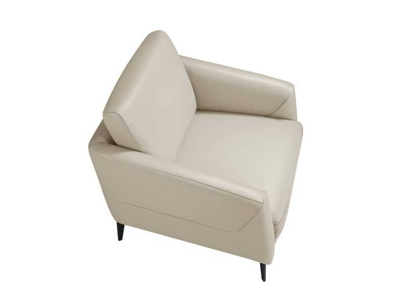 Fauteuil tapissé de cuir et pieds en inox époxy noir - PADUA