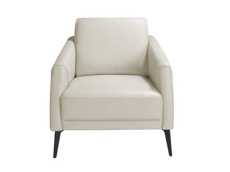 Fauteuil tapissé de cuir et pieds en inox époxy noir - PADUA